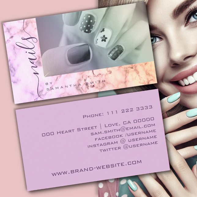 Lila Lilac Marble Marbled Elegante Kalligraphie Visitenkarte (Von Creator hochgeladen)
