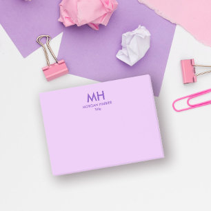 Lila Lilac-Minimal-Sauberkeitsinitialen Post-it Klebezettel