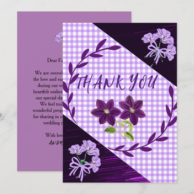 Lila Lilac Modern Boho Trendy Wedding Vielen Dank Dankeskarte (Vorne/Hinten)