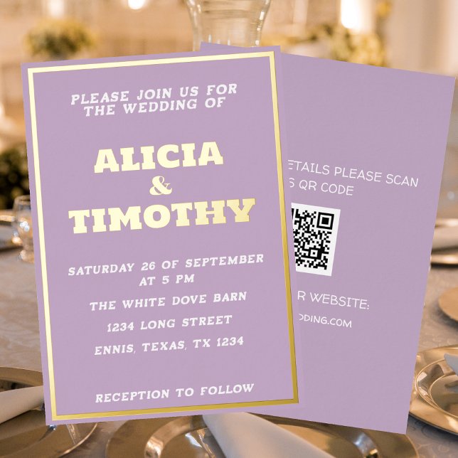 Lila Lilac Modern Gold Typografie Violet Elegant Folieneinladung (Von Creator hochgeladen)
