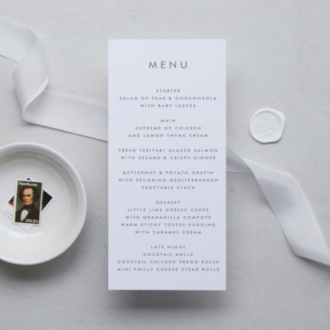 Lila Lilac Modern Monogram Bold Wedding Menükarte (Von Creator hochgeladen)