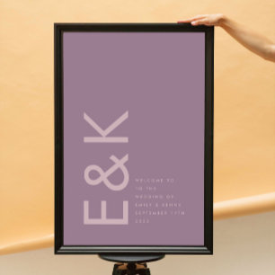 Lila Lilac Modern Monogram Bold Wedding Poster