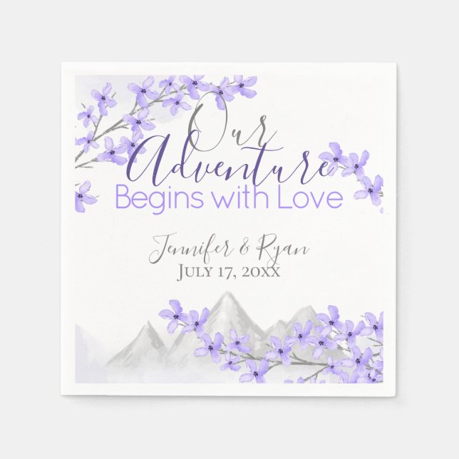 Lila Lilac Mountain View Hochzeit Serviette (Vorderseite)
