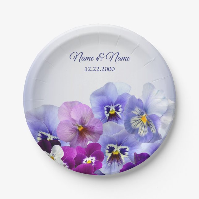 Lila Lilac Pansy Floral Rustic Wedding Party Pappteller (Vorderseite)