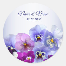 Lila Lilac Pansy Floral Rustic Wedding Party Runder Aufkleber