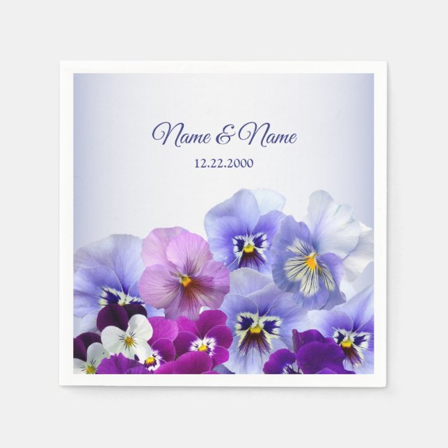 Lila Lilac Pansy Floral Rustic Wedding Party Serviette (Vorderseite)