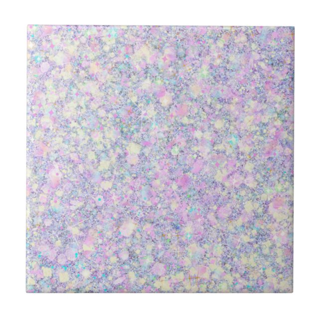 Lila Lilac Pink Opaleszenz Imitate Glitzer Solid Fliese (Vorderseite)