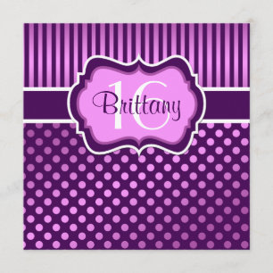 Lila, Lilac Polka Dots, sechzehnte Geburtstagsfeie Einladung