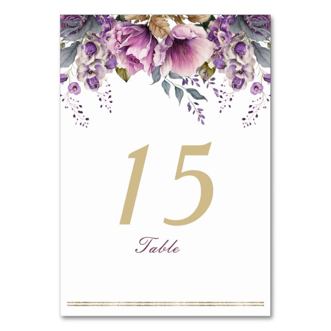 Lila Lilac Quinceañera Tafelkarte Tischnummer (Vorderseite)
