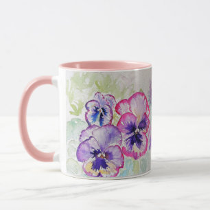 Lila Lilac Stiefmütterchen mauve Aquarellmalerei T Tasse