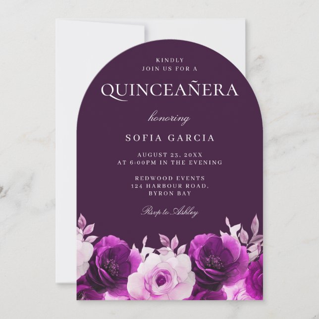 Lila Lilac Violet Rose Blumenstrauß Einladung (Vorderseite)
