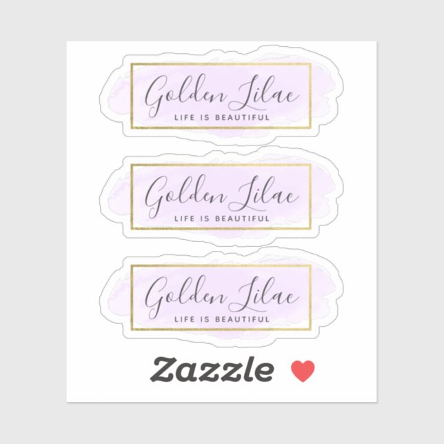 Lila Lilac-Wasserfarbe & Modern-Gold-3-teiliges Lo Aufkleber (Blatt)