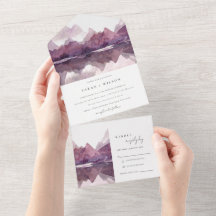 Lila Lilac Watercolor Bergsee Hochzeit