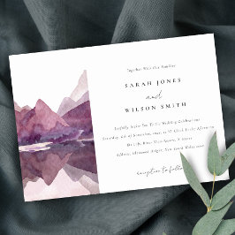 Lila Lilac Watercolor Bergsee Hochzeit Einladung