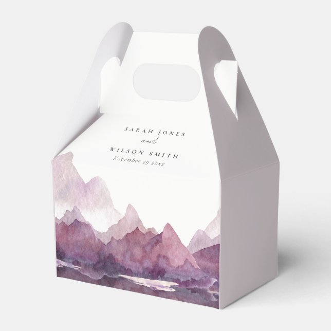 Lila Lilac Watercolor Bergsee Hochzeit Geschenkschachtel (Vorderseite)