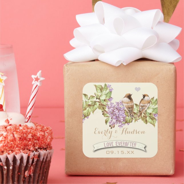 Lila Lilac Wedding Quadratischer Aufkleber (Party)