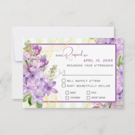 Lila Lilac Wedding Response Card RSVP Karte
