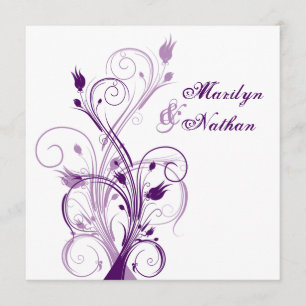 Lila Lilac White Floral Sq. Einladung zur Hochzeit