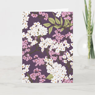 Lila Lilacs auf Lila Karte