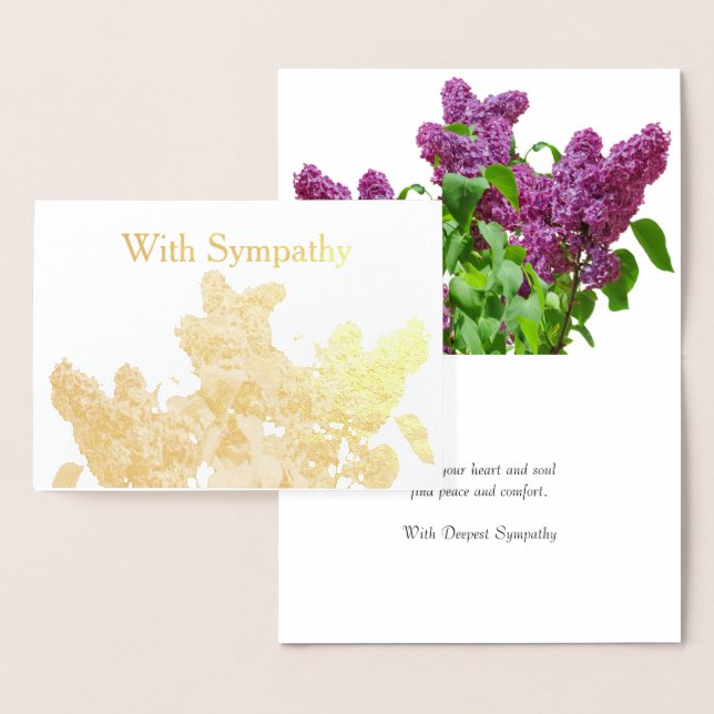 Lila Lilacs Beileid Gold Folienkarte (Anzeige)