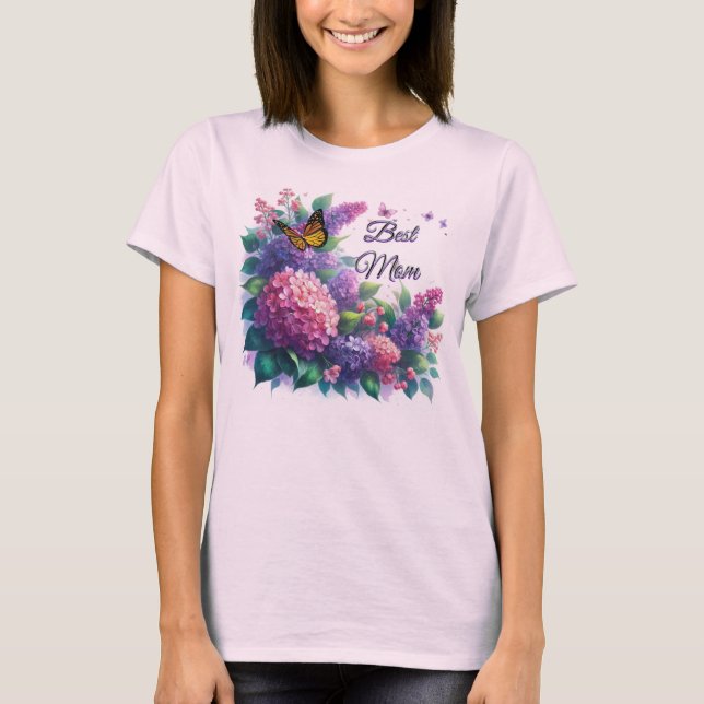 Lila Lilacs Beste Mama Blumenstrauß T - Shirt (Vorderseite)