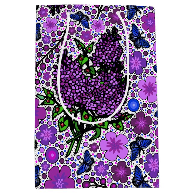 Lila Lilacs Karner Blue Butterflies NH Symbole Mittlere Geschenktüte (Vorderseite)