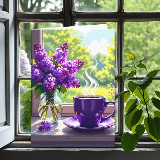 Lila Lilacs und Kaffee Happy Birthday Niece Karte (Von Creator hochgeladen)