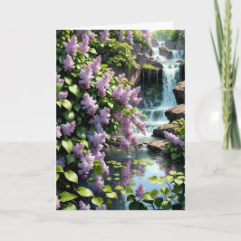 Lila Lilacs und Wasserfälle Geburtstag Karte