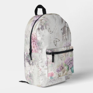 Lila Lilacs Vase Books European Street Bedruckter Rucksack