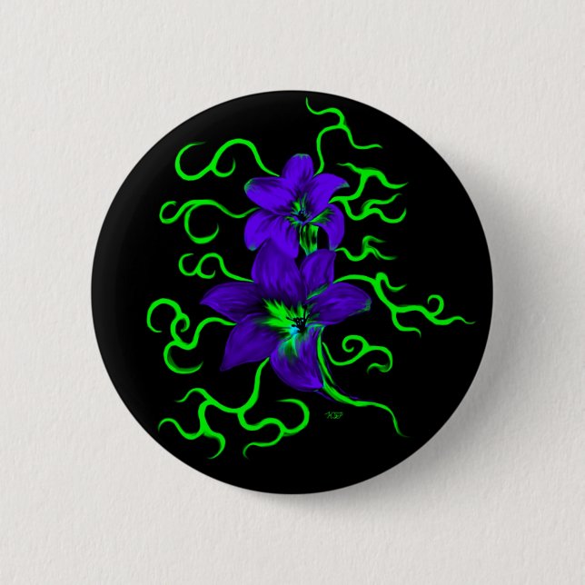 lila Lilie Blume Button (Vorderseite)