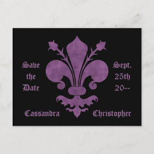 Lila Lilie über die Save the Date Hochzeit Ankündigungspostkarte