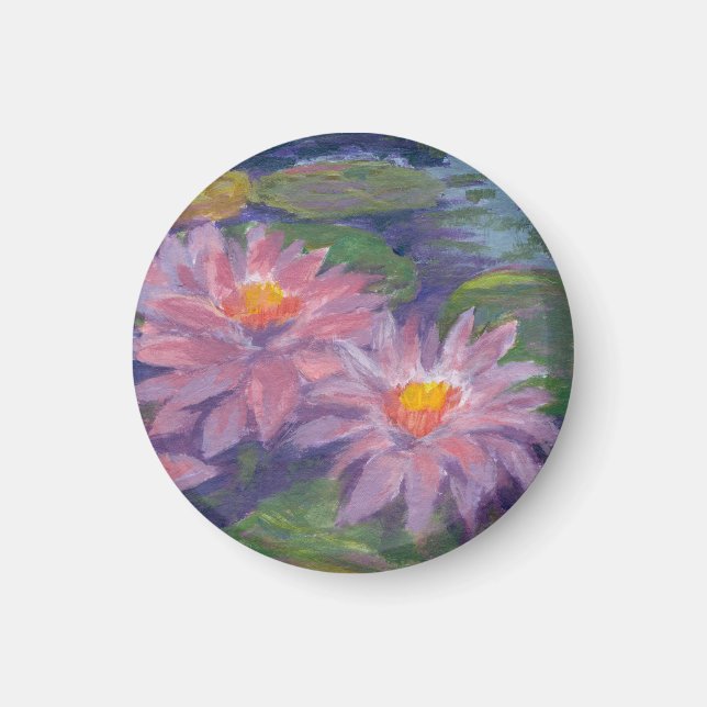 Lila Lilien in einem Teich - Kühlschrankmagnet (Vorne)