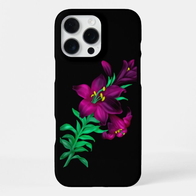 Lila Lilien  iPhone 16 Pro Max Hülle (Rückseite)