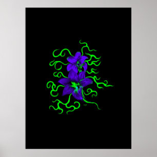 lila LilienBlume auf schwarz Poster