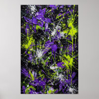 Lila Limette Neon-Graffiti-Abstraktkunst-Druck