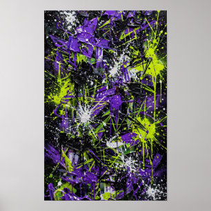 Lila Limette Neon-Graffiti-Abstraktkunst-Druck Poster