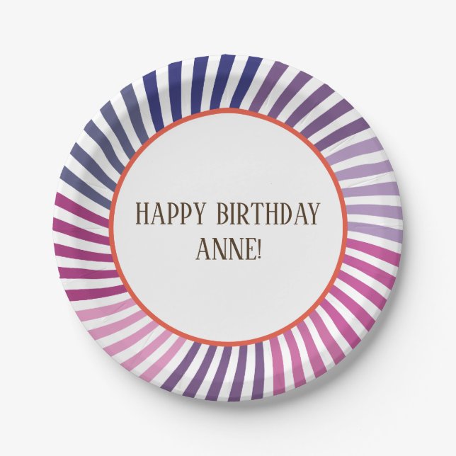 Lila Linien, Hippie, Custom, Paper-Teller Pappteller (Vorderseite)