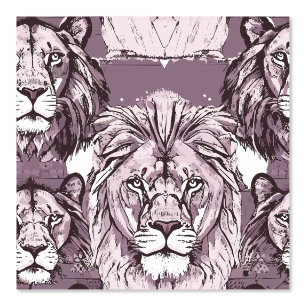 Lila Lion Heads Tapete