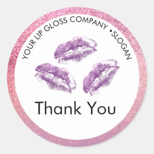Lila Lippen & Glitter Lipgloss Geschäft Runder Aufkleber