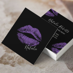 Lila Lippen Kiss Signature Makeup Artist Beauty Quadratische Visitenkarte