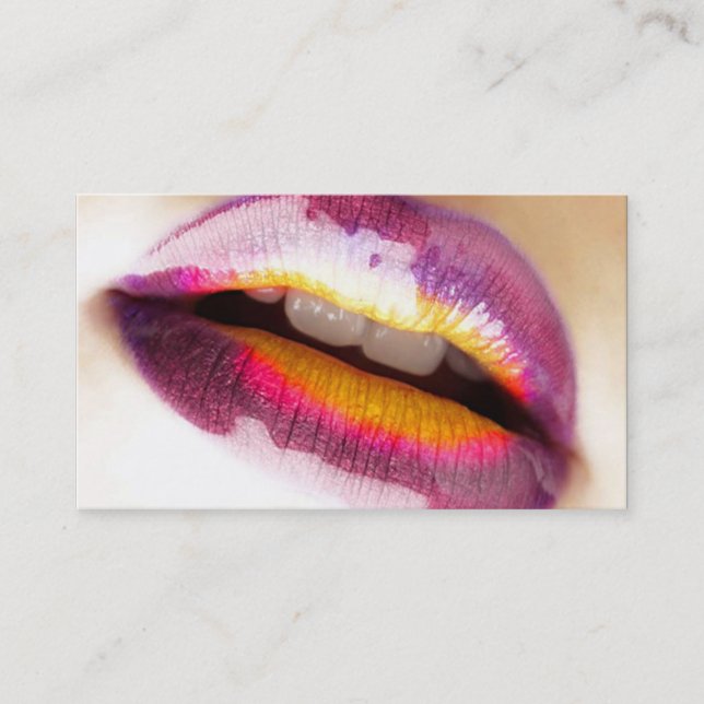 Lila Lippen, Mehrfarbenlippenentwurf Visitenkarte (Vorderseite)