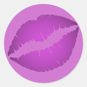 Lila Lipstick Runder Aufkleber