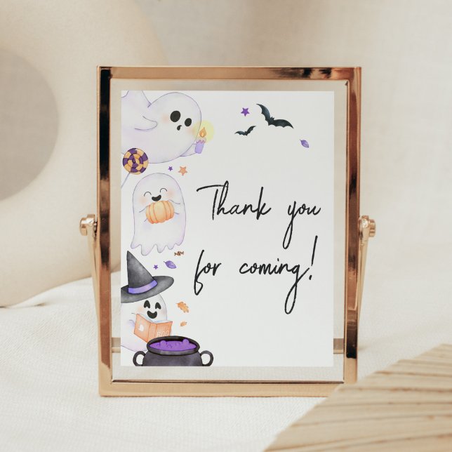 Lila Little Boo Halloween Danke, dass du gekommen  Poster (Purple Little Boo Baby Shower Thank you for Coming Sign)