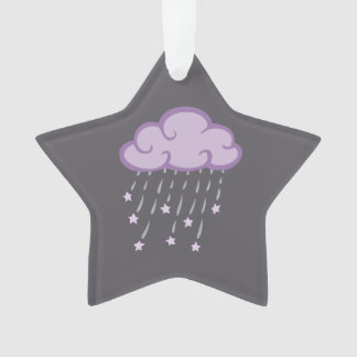 Lila Locken-Regen-Wolke mit fallenden Sternen Ornament