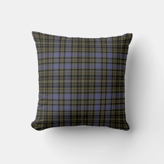 Lila Loden grüner schwarzer Tartan kariert Kissen (Vorderseite)