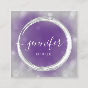 Lila Logo des Beruflich Makeup-Künstlers Silber G Quadratische Visitenkarte
