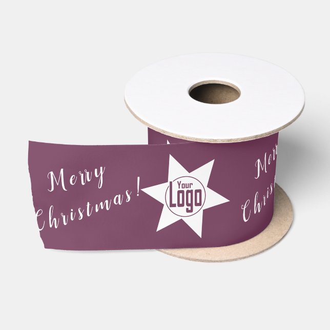 Lila Logo Frohe Weihnachten Florist Satinband (Spule)