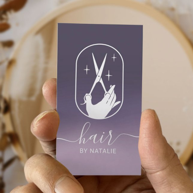 Lila Logo für die Haarstilistienschere Ombre Salon Visitenkarte (Von Creator hochgeladen)