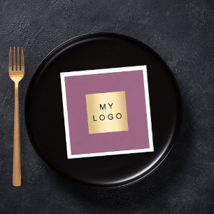 Lila Logo für Pflaumengeschäfte Serviette