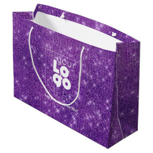 Lila Logo-Sparkle-XL-Papier-Einkaufstasche Große Geschenktüte
